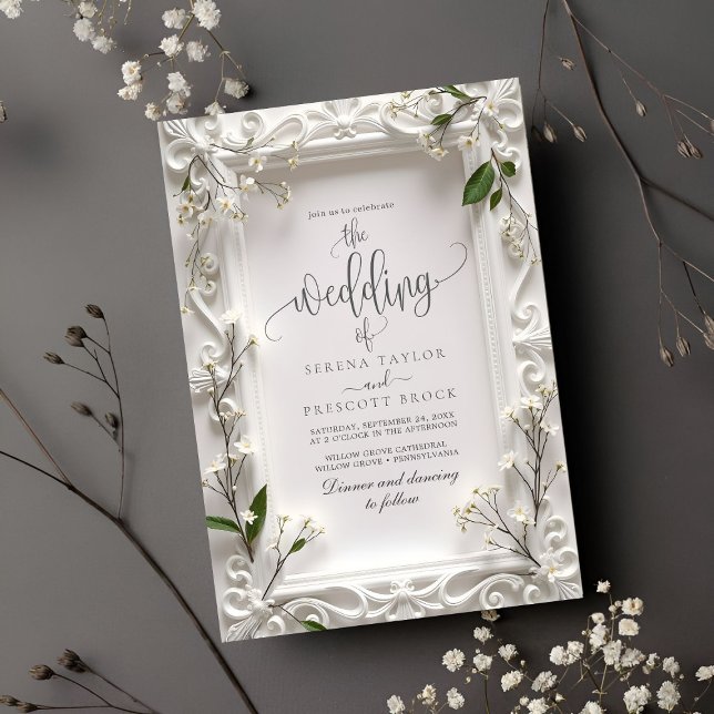 Elegant Ornate floral Green Leaves Wedding Invitation (Creator Uploaded)
