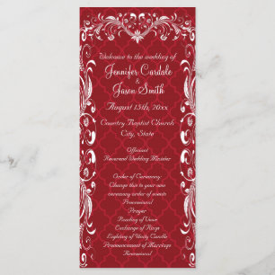 Elegant Ornate Flourish Red Wedding Programs