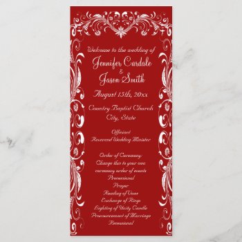 Elegant Ornate Flourish Red Wedding Programs by CustomWeddingSets at Zazzle