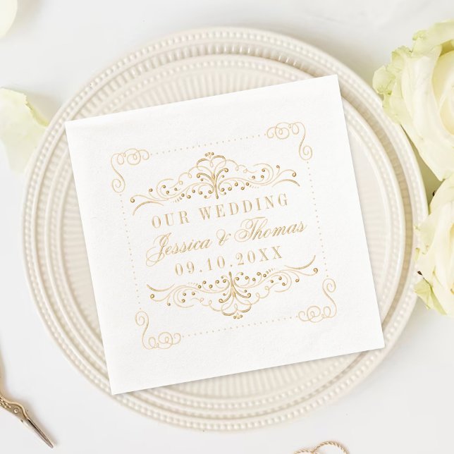 Elegant Ornate Flourish Wedding Foil Napkins (Creator Uploaded)
