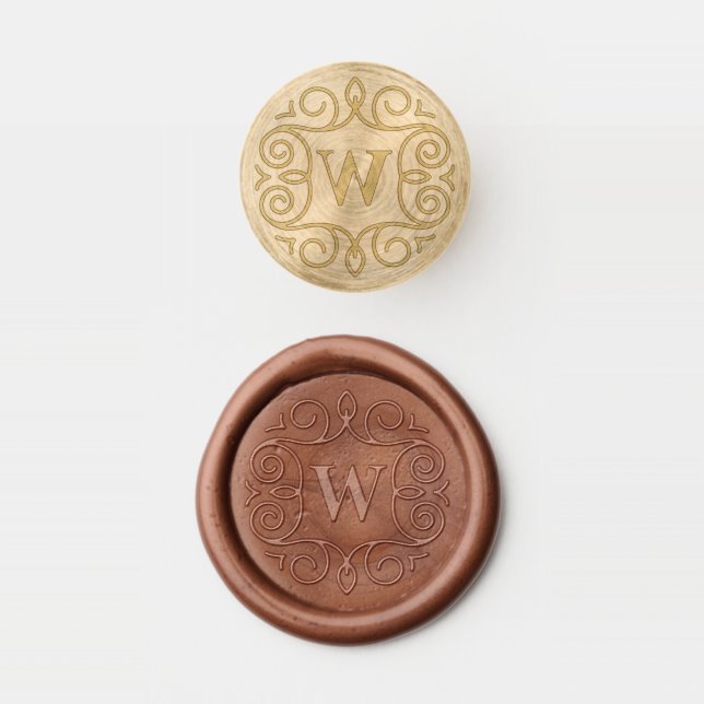 Elegant Ornate Frame Family Initial Monogram Wax Seal Stamp (Stamped)