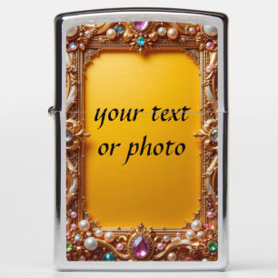 Elegant Ornate Frame with Gems and Pearls Zippo Lighter