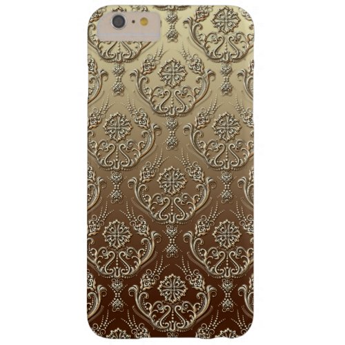 Elegant Ornate Gold Embossed Damask Barely There iPhone 6 Plus Case