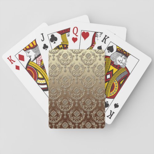 Elegant Ornate Gold Embossed Damask Poker Cards