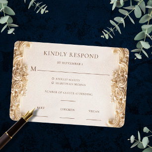 Elegant Ornate Gold Floral RSVP Response Card