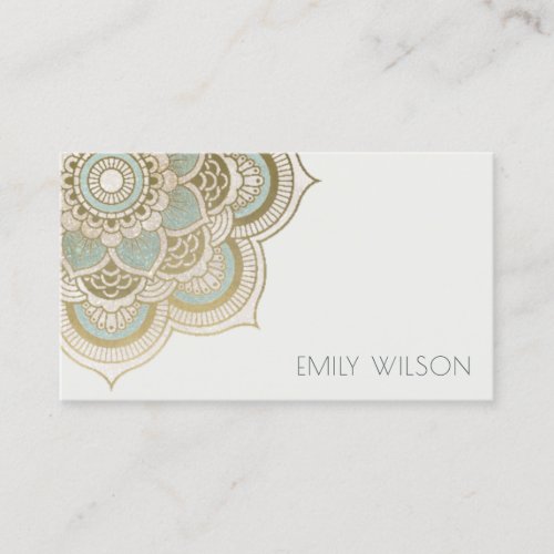 Elegant Ornate Gold Foil Teal Turquoise Mandala Business Card