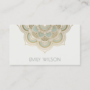 Elegant Ornate Gold Foil Teal Turquoise Mandala Business Card
