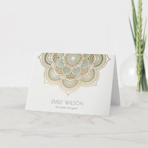 Elegant Ornate Gold Foil Teal Turquoise Mandala Letterpress Thank You Card