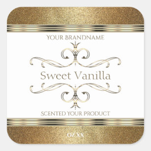 Elegant Ornate Gold Glitter White Product Labels