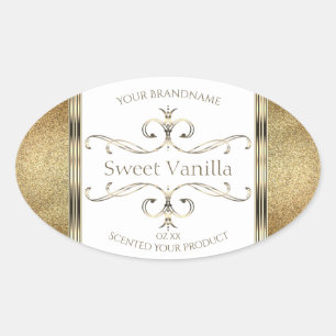 Elegant Ornate Gold Glitter White Product Labels
