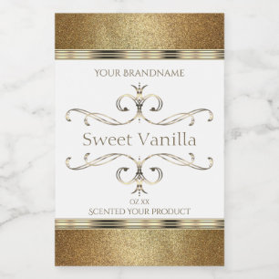 Elegant Ornate Gold Glitter White Product Labels