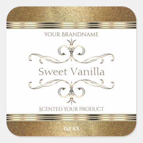 Elegant Ornate Gold Glitter White Product Labels