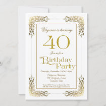 Elegant Ornate Gold Lace Birthday Dinner Party Invitation | Zazzle