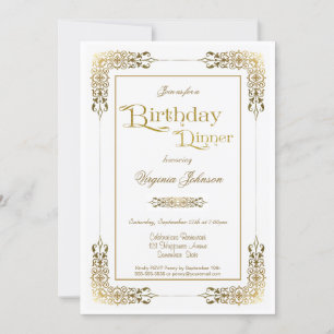 Elegant Ornate Gold Lace Birthday Dinner Party Invitation