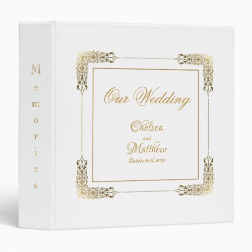 Elegant Ornate Gold Lace Wedding Photo Album 3 Ring Binder