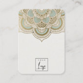 Elegant Ornate Gold Teal Mandala Earring Display Business Card (Front)