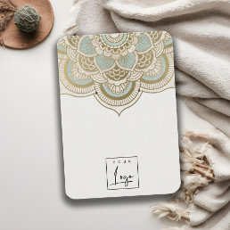 Elegant Ornate Gold Teal Mandala Earring Display Business Card