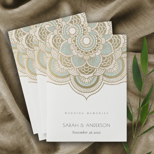 Elegant Ornate Gold Teal Mandala Wedding Pocket Folder