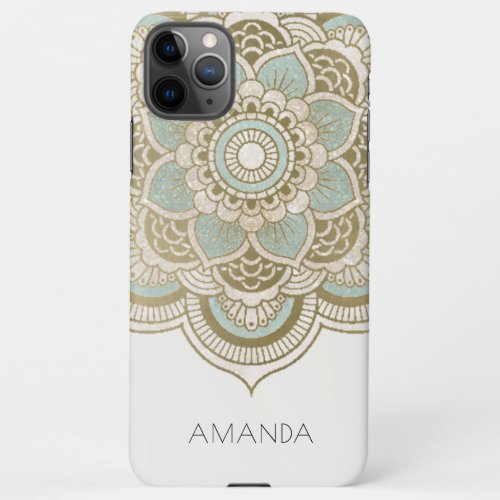 Elegant Ornate Gold Teal Turquoise Mandala iPhone 11Pro Max Case