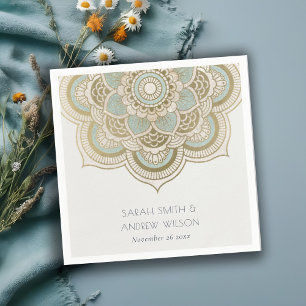 Elegant Ornate Gold Teal Turquoise Mandala Wedding Napkins