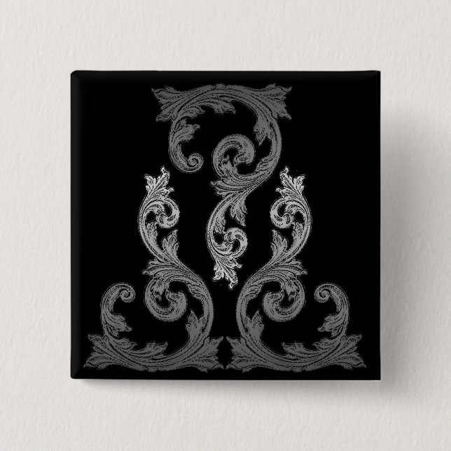 elegant Ornate Goth Design Button (Front)