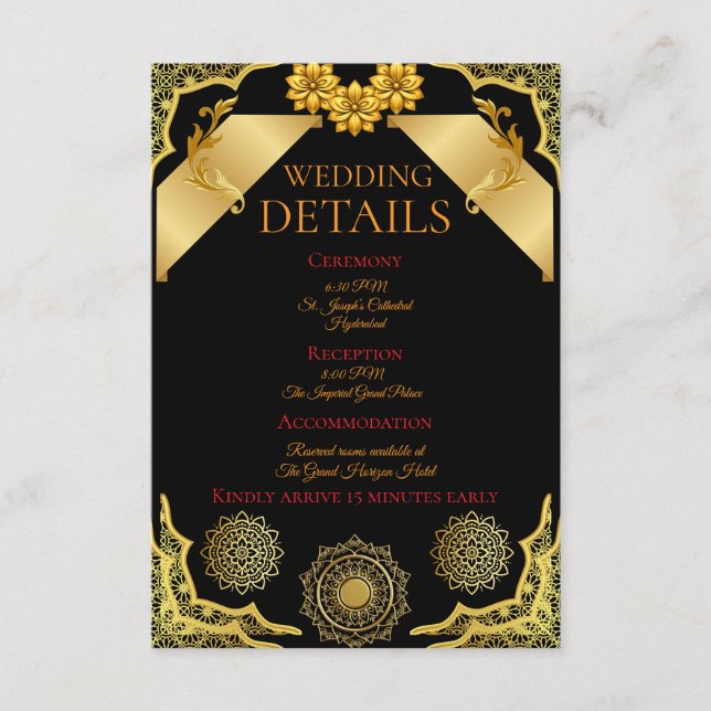 Elegant Ornate Information Card (Front)