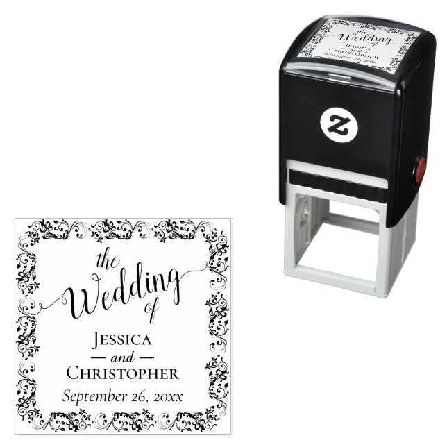 Elegant Ornate Lacy Border the Wedding of Self-inking Stamp (In Situ)