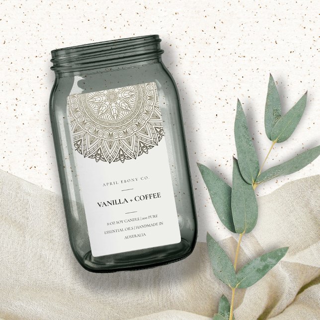 ELEGANT ORNATE MANDALA SILVER  FOIL CANDLE LABEL (Creator Uploaded)