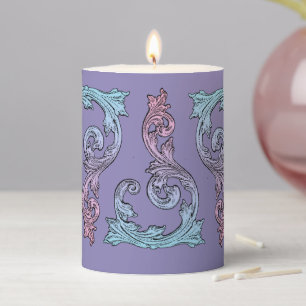 Elegant, Ornate Pastel Vintage Victorian Pillar Candle