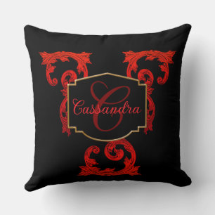 Elegant, Ornate Personalized Vintage Goth Throw Pillow