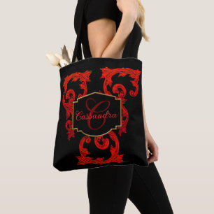 Elegant, Ornate Personalized Vintage Goth Tote Bag