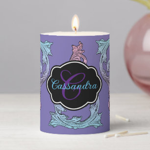 Elegant, Ornate Personalized Vintage Victorian Pillar Candle