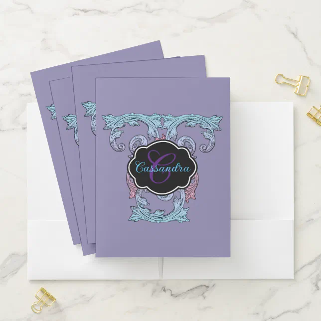 Elegant, Ornate Personalized Vintage Victorian Pocket Folder | Zazzle