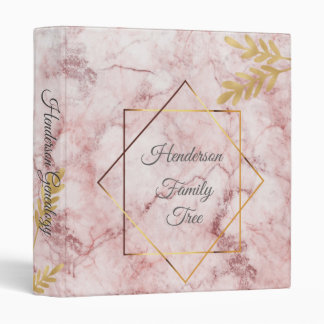 Elegant Ornate Pink Gold Marble 3 Ring Binder