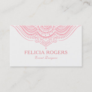 Elegant Ornate Pink Mandal Lace Business Card