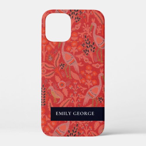 Elegant Ornate Red Classy Floral Peacock Pattern iPhone 12 Mini Case