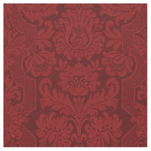 Elegant Ornate Red Victorian Damask Fabric