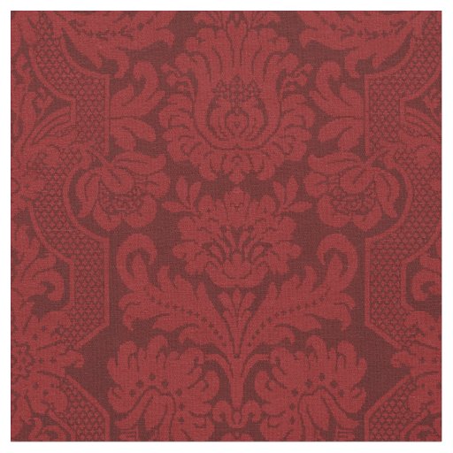 Elegant Ornate Red Victorian Damask Fabric
