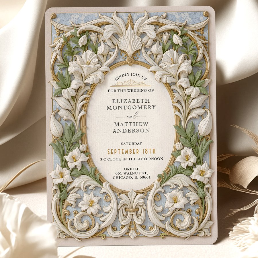 Elegant Ornate Rococo Baroque Wedding Invitation
