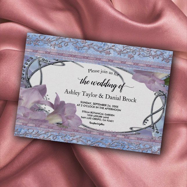 Elegant Ornate Rose Gold Purple Luxury Wedding Invitation (Creator Uploaded)