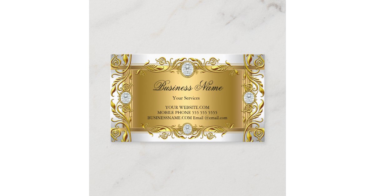 Elite Fashion Designer Black Gold Gems Square Business Card, Zazzle