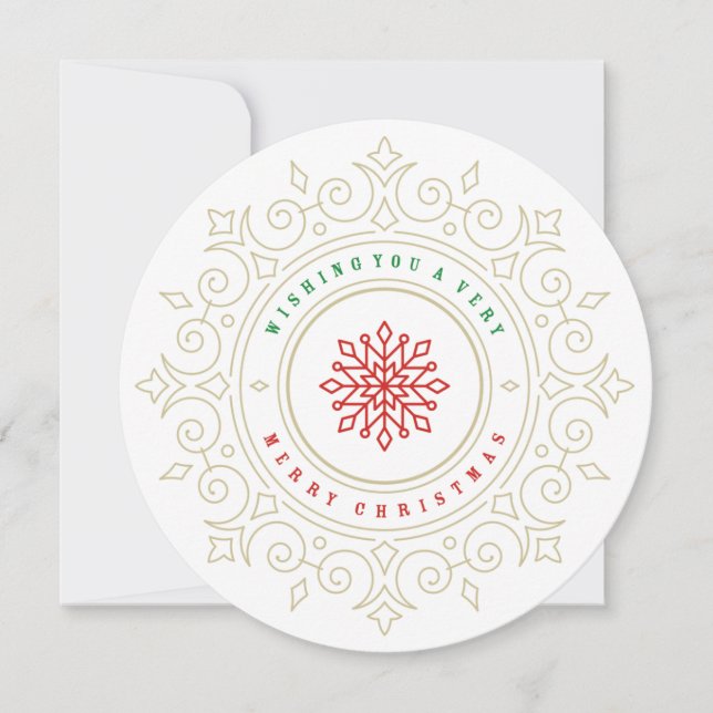 Elegant Ornate Snowflake Frame Holiday Greeting Card (Front)