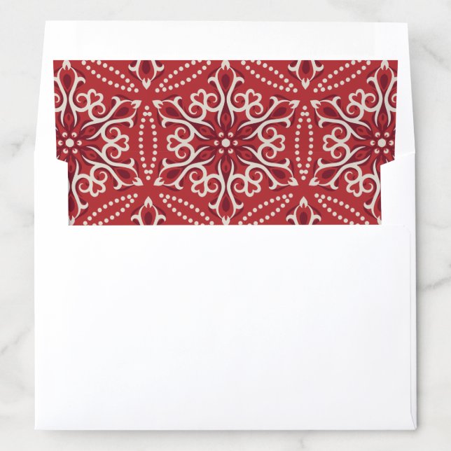 Elegant ornate snowflakes red Christmas Envelope Liner (In Envelope)