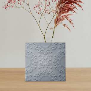 Elegant Ornate Vintage Gray Faux Bas Relief Ceramic Tile