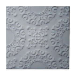 Elegant Ornate Vintage Gray Faux Bas Relief Ceramic Tile