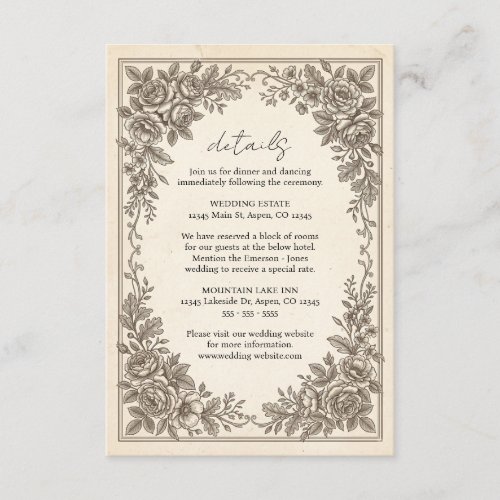 Elegant Ornate Wedding Details Card