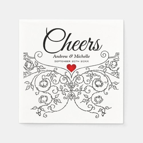 Elegant Ornate Wedding Mr and Mrs Personalised Napkins