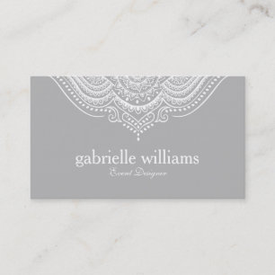Elegant Ornate White & Light Gray Geometric Design Business Card
