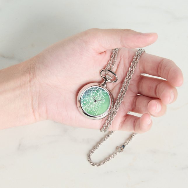 Elegant Ornate Zen Mandala Rosette Green tones Watch (Hand)