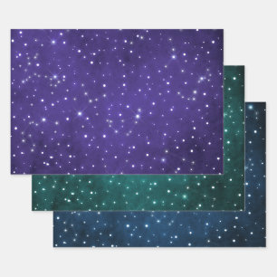 Elegant osmic Purple, Green & Blue Zodiac Design Wrapping Paper Sheets